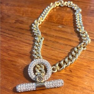 Park Lane Gold Chain Necklace with Rhinestone Toggle Clasp